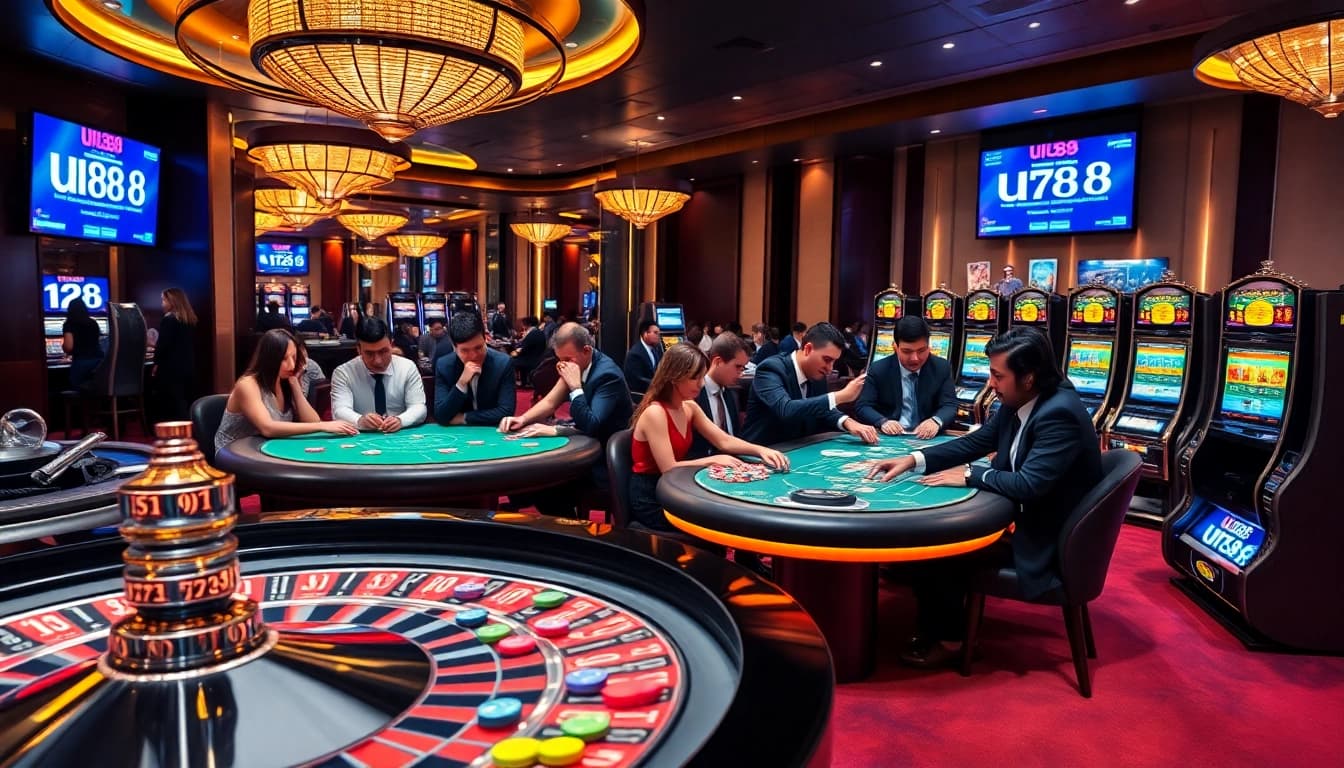 Engaging players at a lively casino showcasing exciting games at UU88 com.