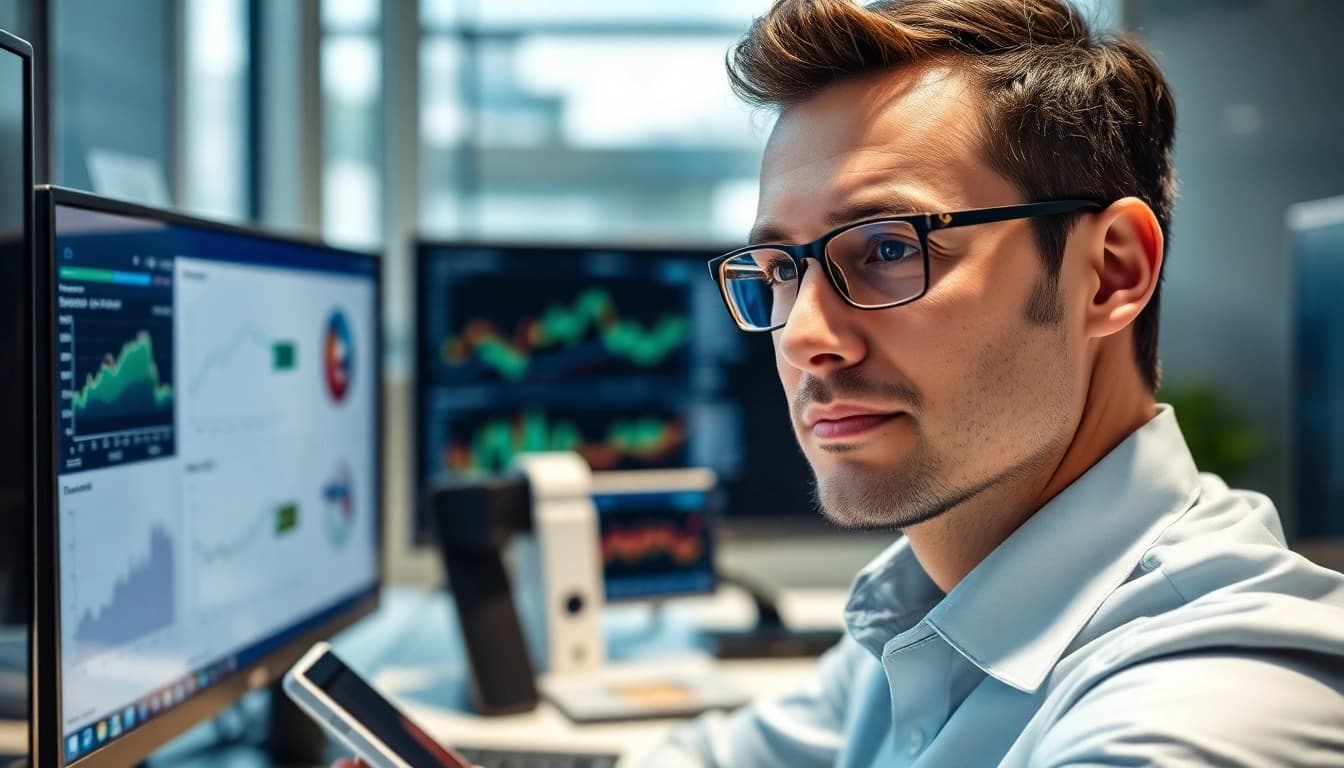 Showcase of managed IT services near me in an office setup with a focused IT manager.