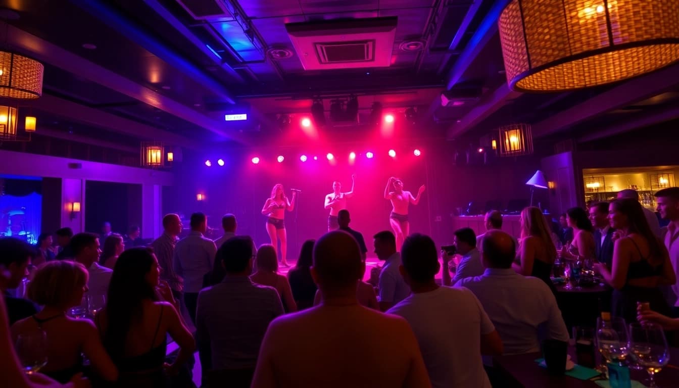Dinner sxm experience at Club Noir, St. Martin's vibrant nightclub with lively performances and cocktails.