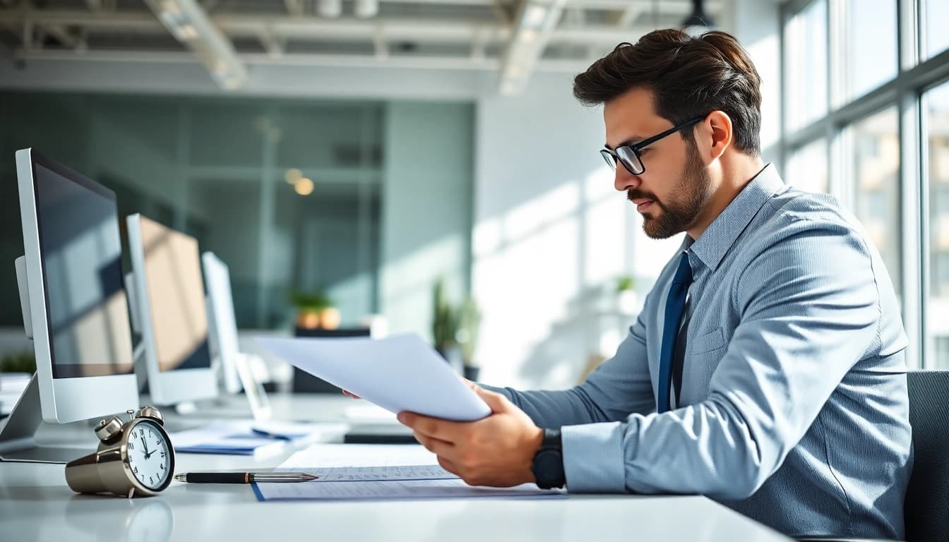 Fast warranty claim decisions illustrated by a professional claims adjuster in an urgent office environment.