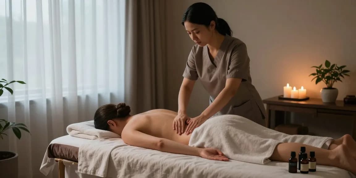 Swedish massage therapy session in a calming spa environment with aromatic oils and soft lighting.