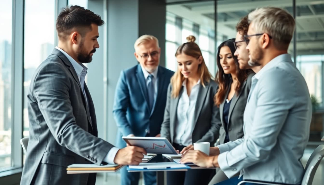 Engage in Competitive intelligence discussions during a professional business meeting.