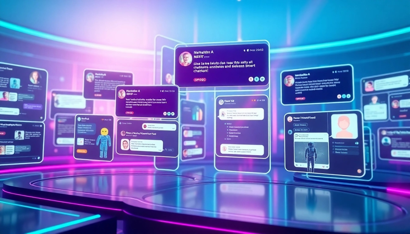 Engaging depiction of NSFW AI chatbot interactions, showcasing modern interface and vibrant elements.
