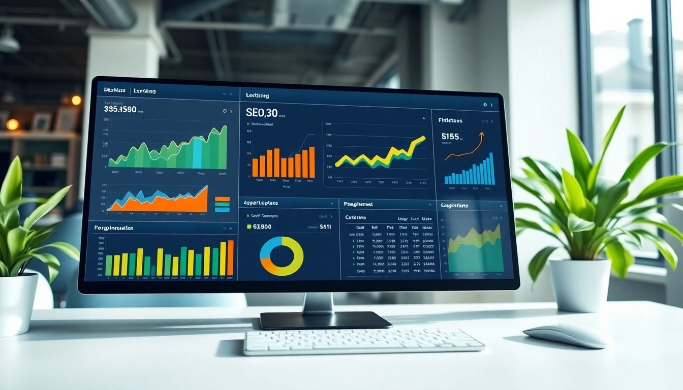 Track your SEO performance with an engaging digital marketing dashboard showcasing metrics.