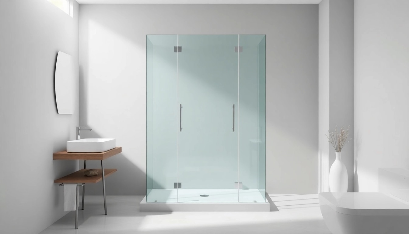 Installation d'une paroi de douche italienne en verre dans une salle de bain moderne.