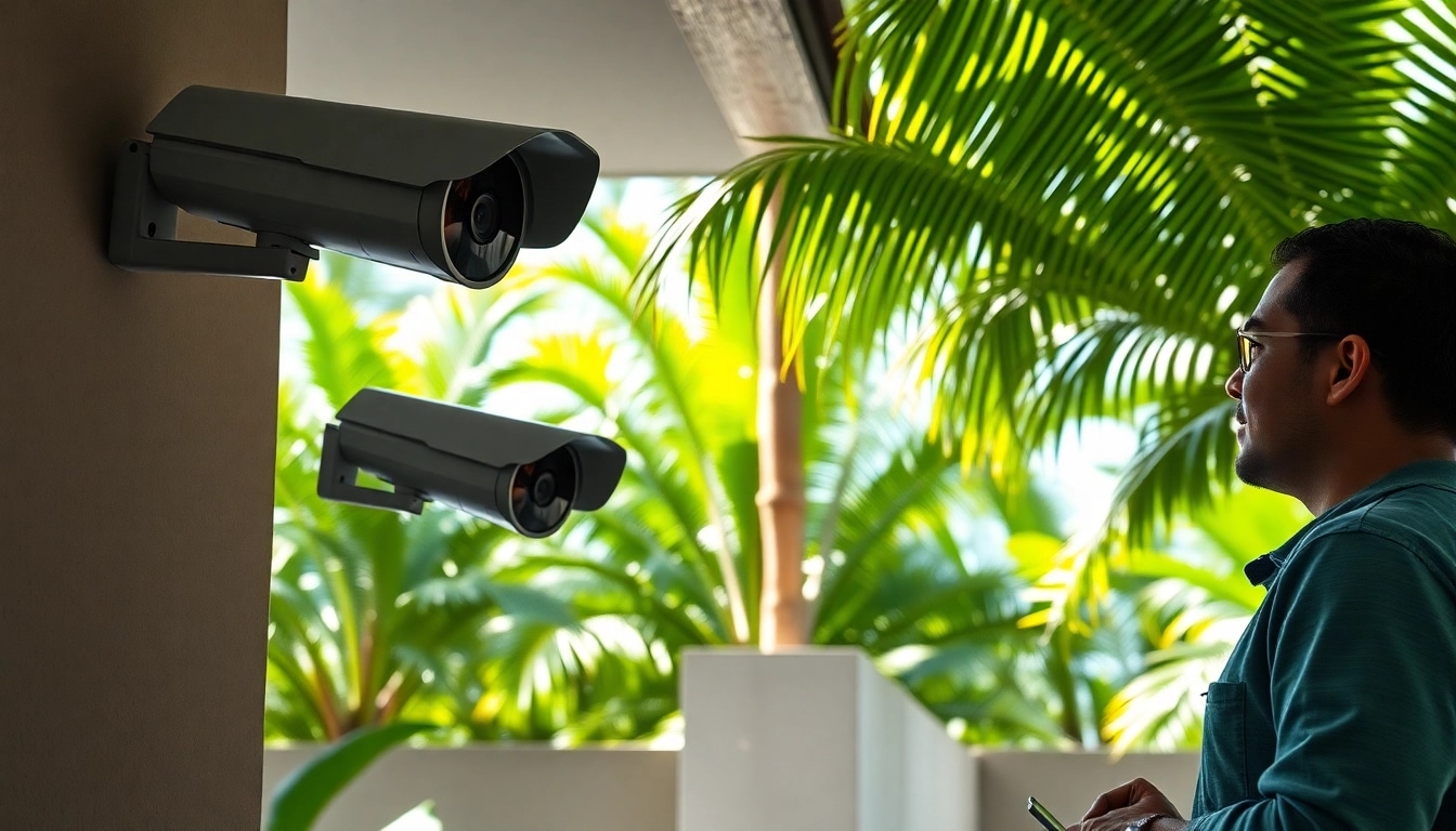 Cámaras de seguridad en Guanacaste exhibidas en un entorno de instalación profesional, con tecnología avanzada.