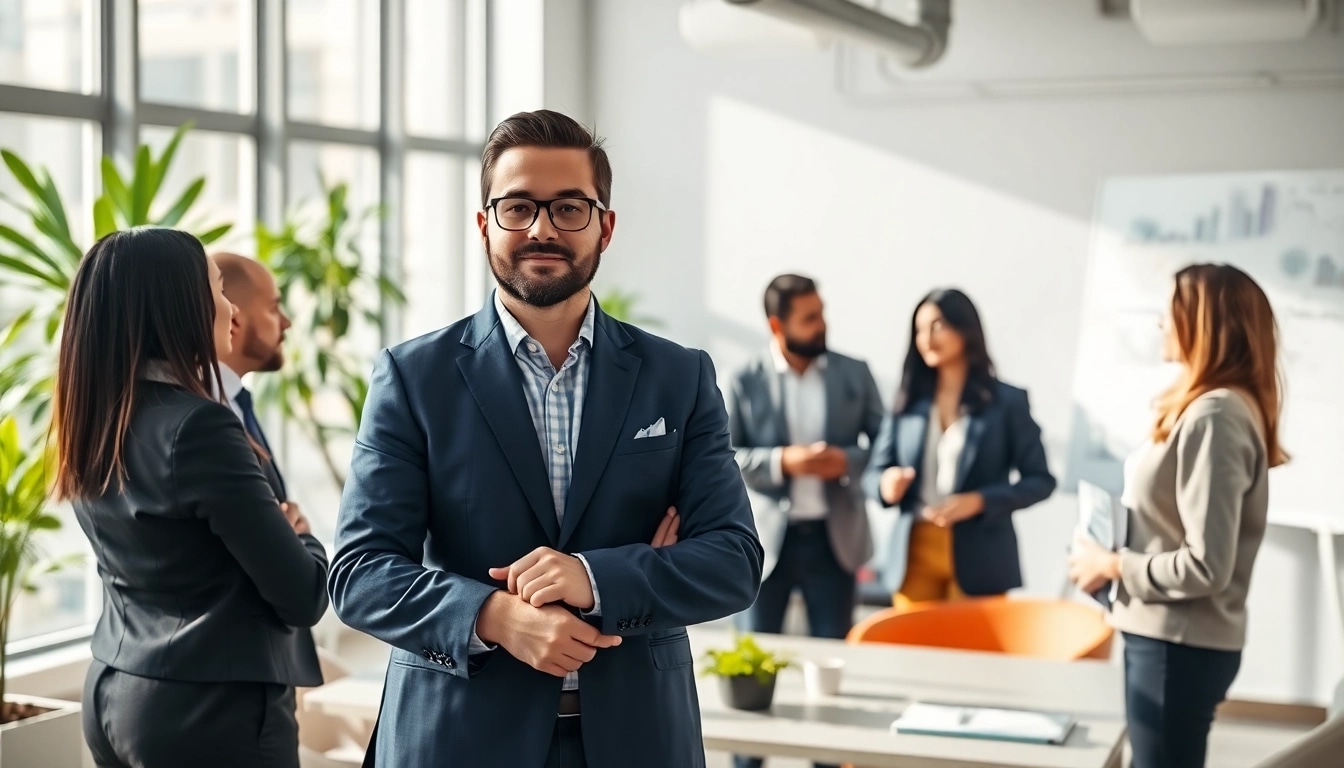 Showcasing founder leadership insights through a collaborative team discussion in a modern office.