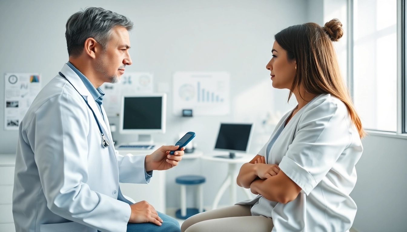 Conducting cholesterol and heart health testing in a clinical environment with a patient.