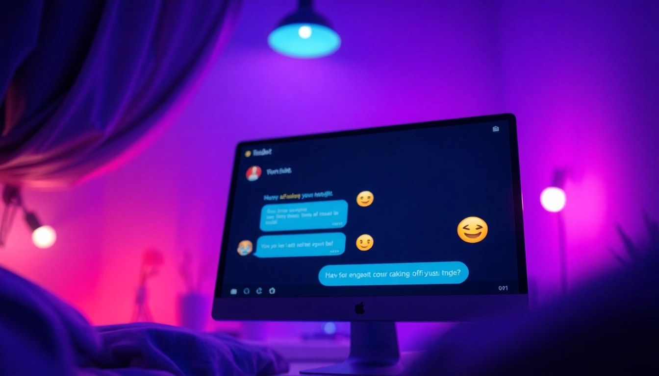 Engaging visual of a cozy digital chat interface representing sex chat ai conversations.