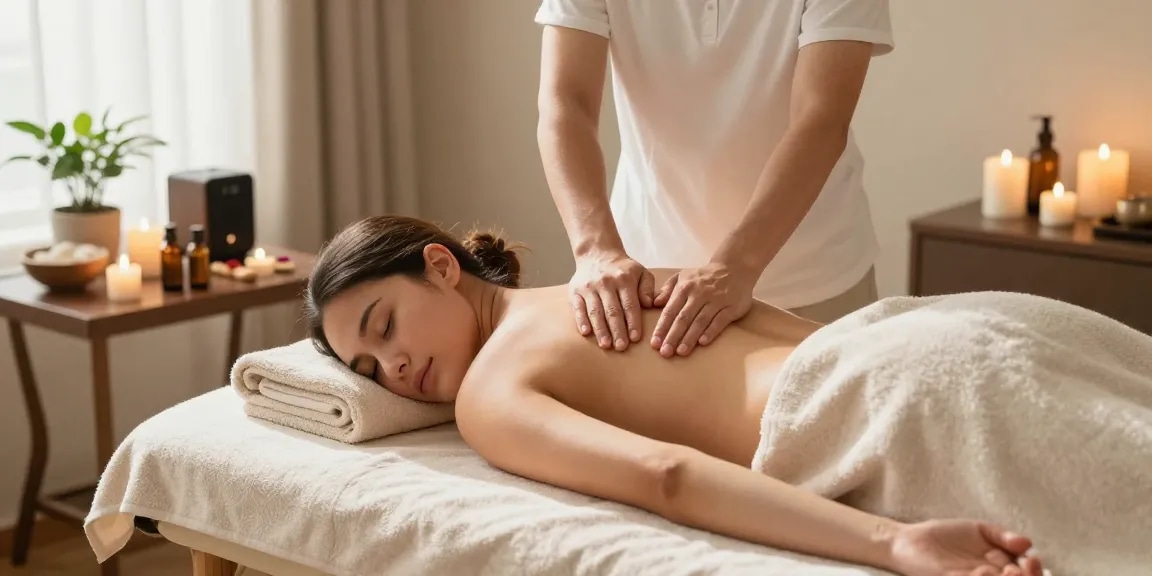 Swedish massage therapy in a serene spa setting with relaxing ambiance.
