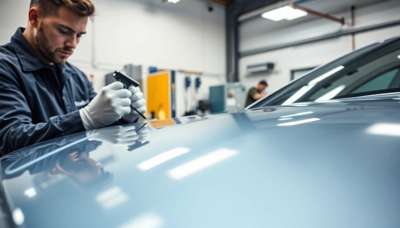 Applying salt protection ceramic coating to a shiny vehicle for enhanced durability.