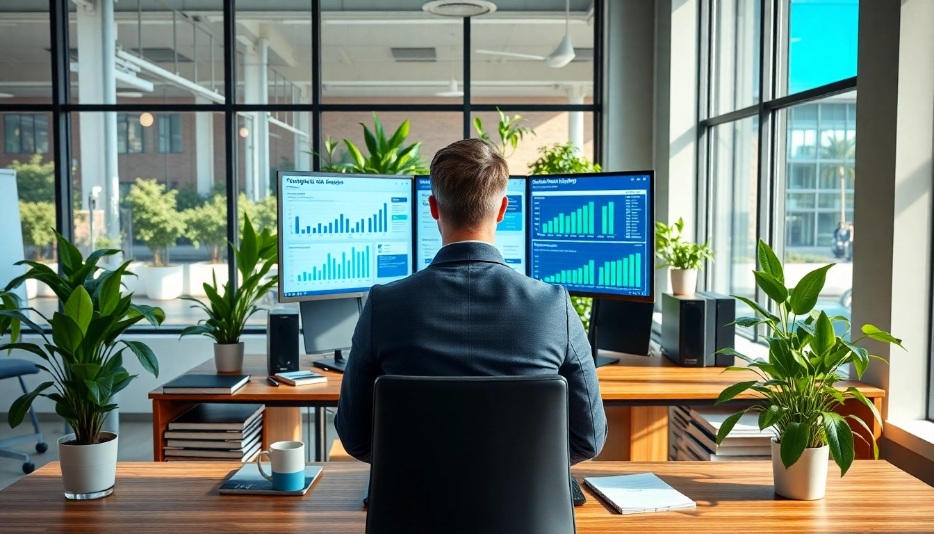 Find competitor customer list with a business analyst analyzing competitor data in a modern office.