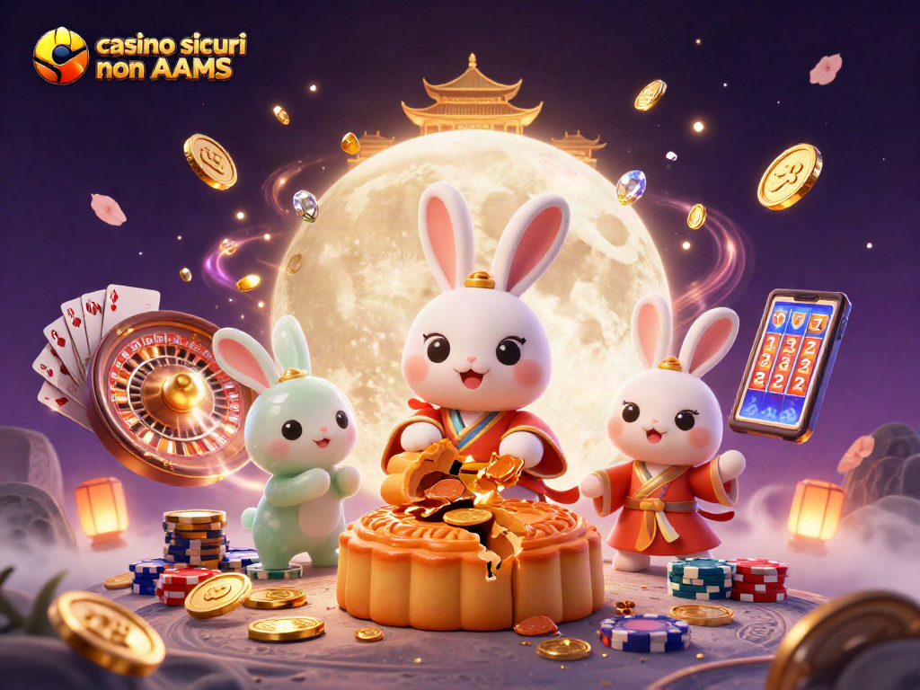 Gioco nei casino sicuri non AAMS, con simboli di fortuna e monete d'oro in un'illustrazione vivace.