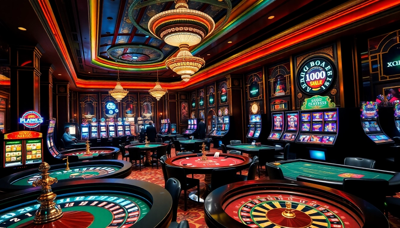 Découvrez l'excitation du casino en ligne france fiable, mettant en avant un environnement de jeu haut de gamme avec des tables et des machines à sous vibrantes.