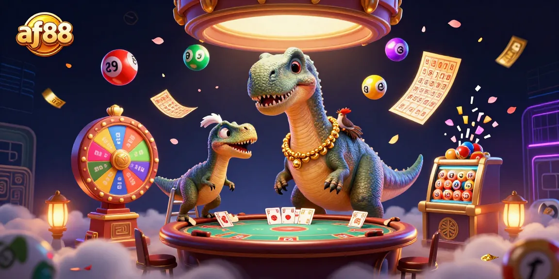 Join the adventure at af88 with a vibrant, dynamic casino scene featuring exciting characters and games.