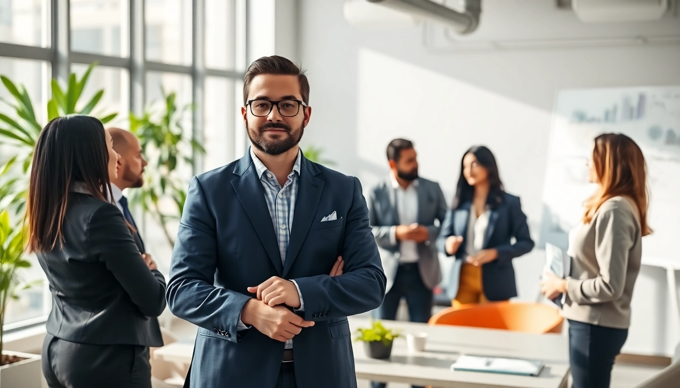 Showcasing founder leadership insights through a collaborative team discussion in a modern office.