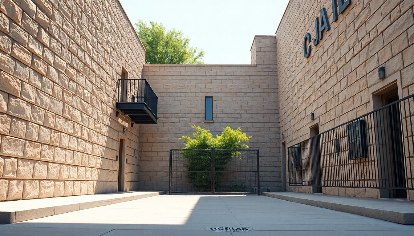 View of the imposing OC Jail highlighting its architecture and security features under natural light.