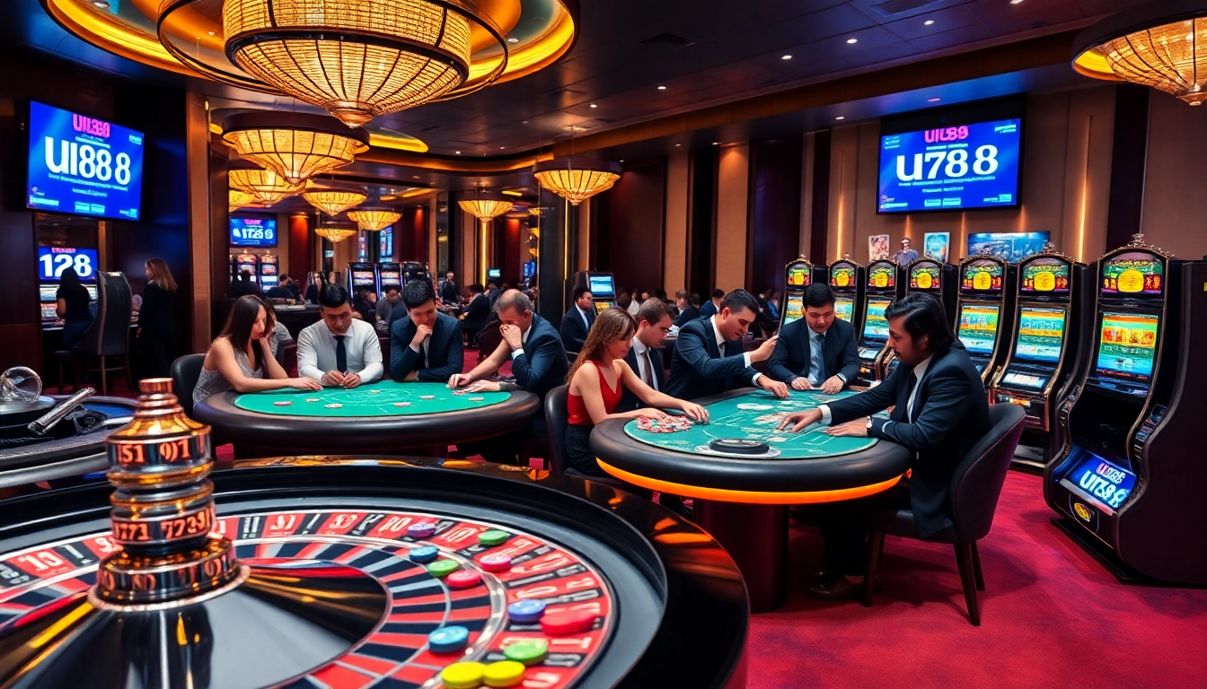 Engaging players at a lively casino showcasing exciting games at UU88 com.