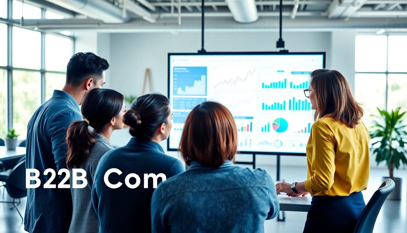 B2B competitive intelligence analysis session with a diverse team collaborating and discussing insights.