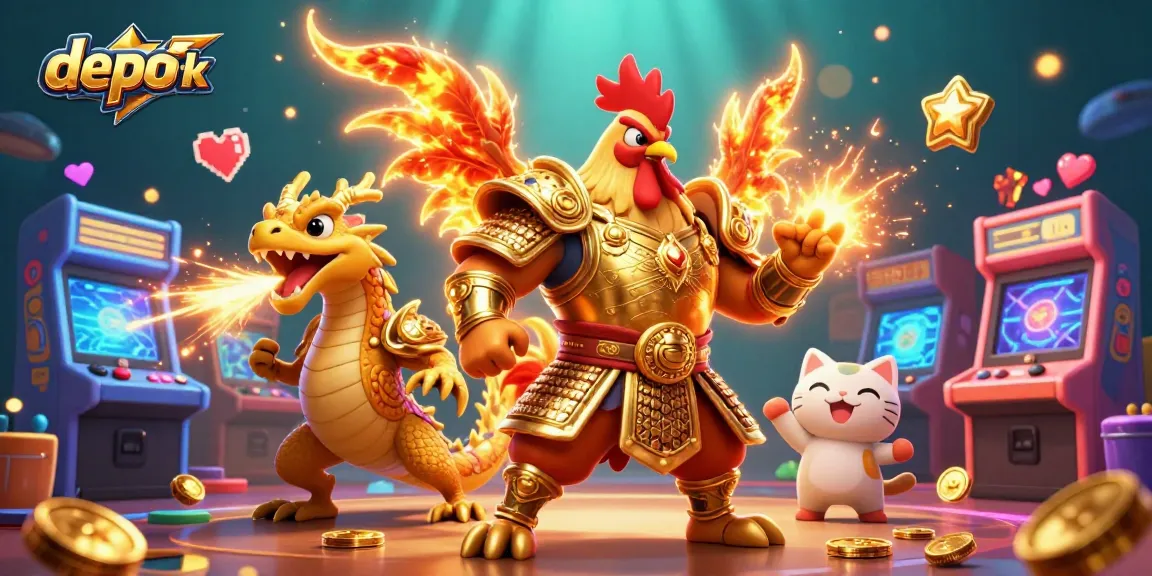 Engage in thrilling wins with depo 5k at vibrant 3D casino featuring dynamic characters and neon game elements.