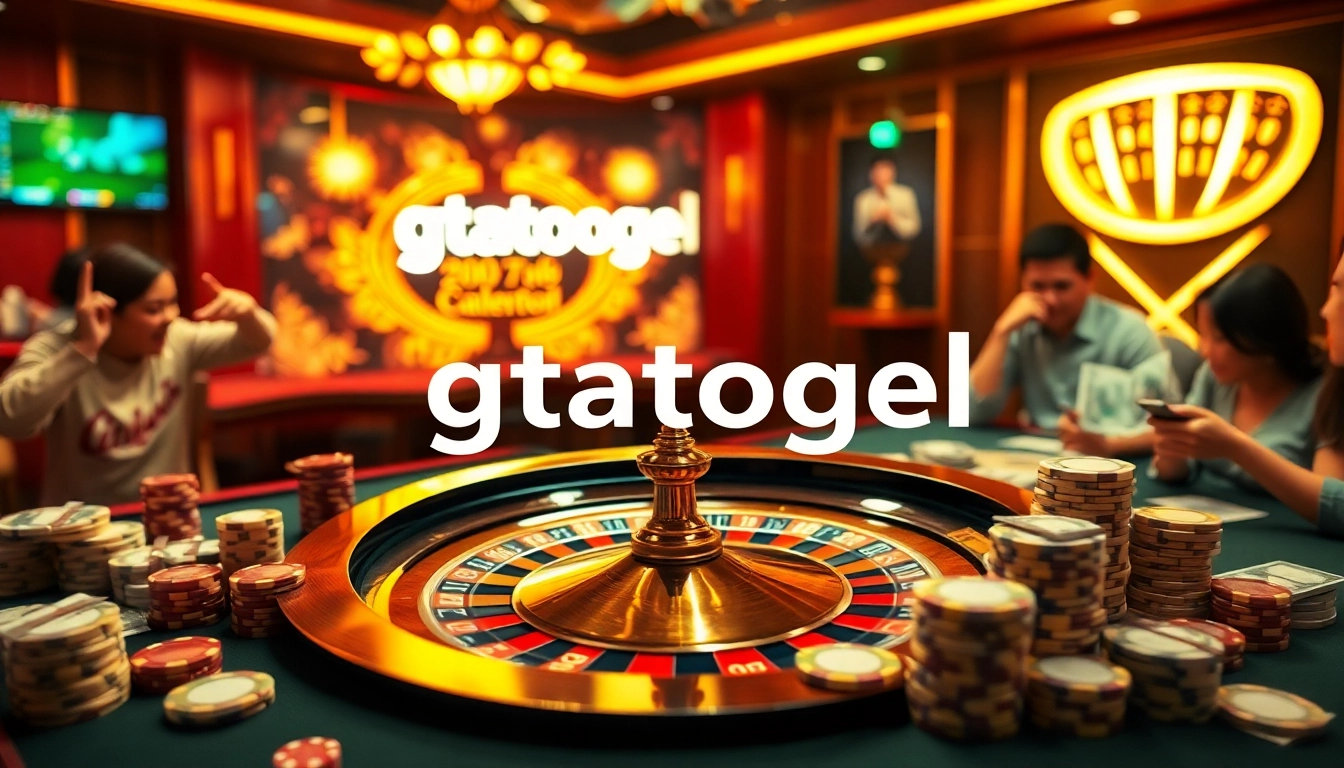 Experience the excitement of gtatogel as players engage with a casino table filled with chips and cards.