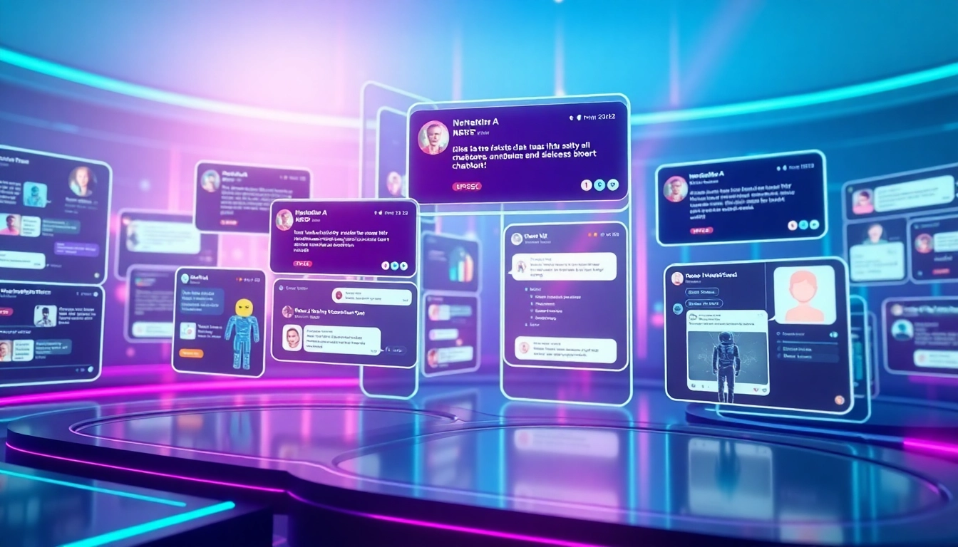 Engaging depiction of NSFW AI chatbot interactions, showcasing modern interface and vibrant elements.