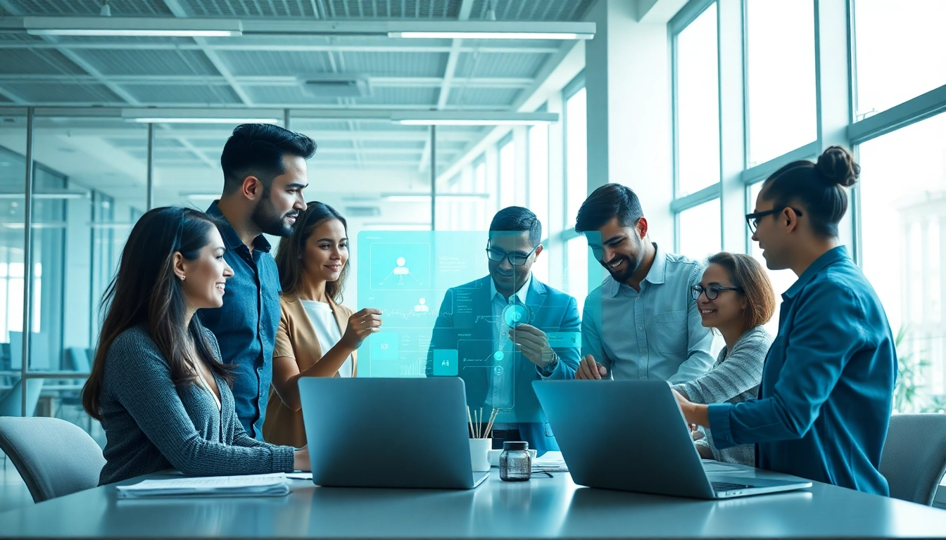 Engage with an assistant for enterprise through collaboration in a modern office environment.