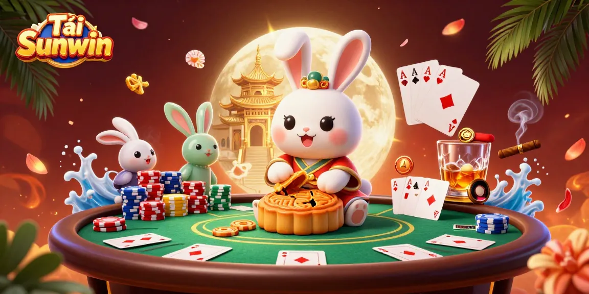 Experience thrilling gameplay at Tải Sunwin with a vibrant casino-themed illustration featuring poker chips and charming characters.