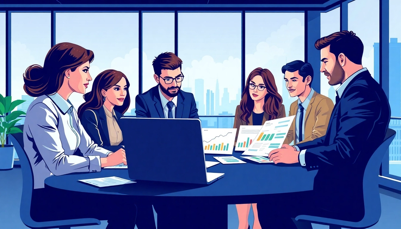 Engaged professionals analyzing competitor pricing strategies during a business meeting.