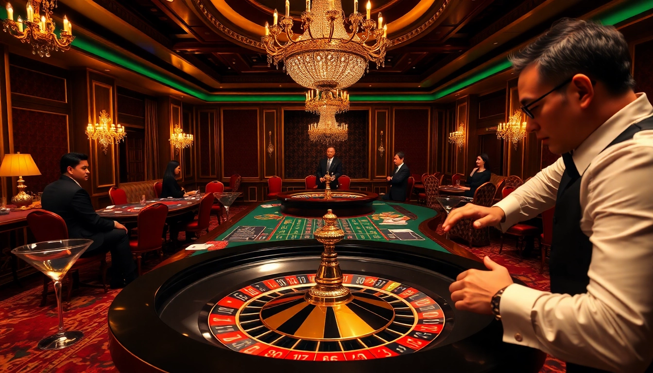 Vivez l'excitation du casino en ligne France fiable avec une table de roulette dans une atmosphère luxueuse.