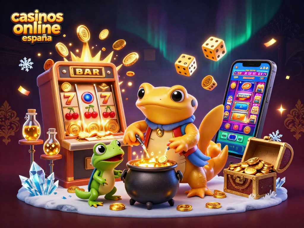 Juega en casinos online España con una ilustración 3D de un laboratorio medieval lleno de oro y diversión