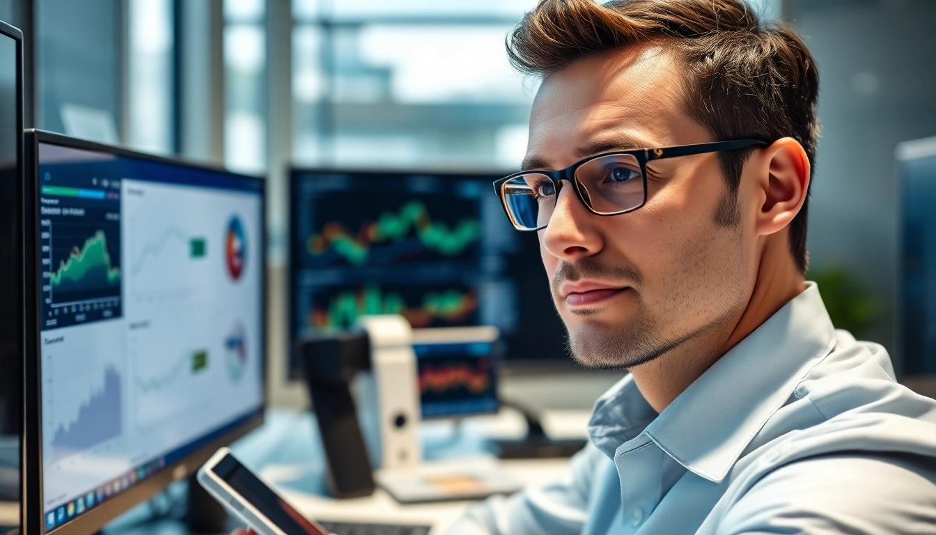 Showcase of managed IT services near me in an office setup with a focused IT manager.