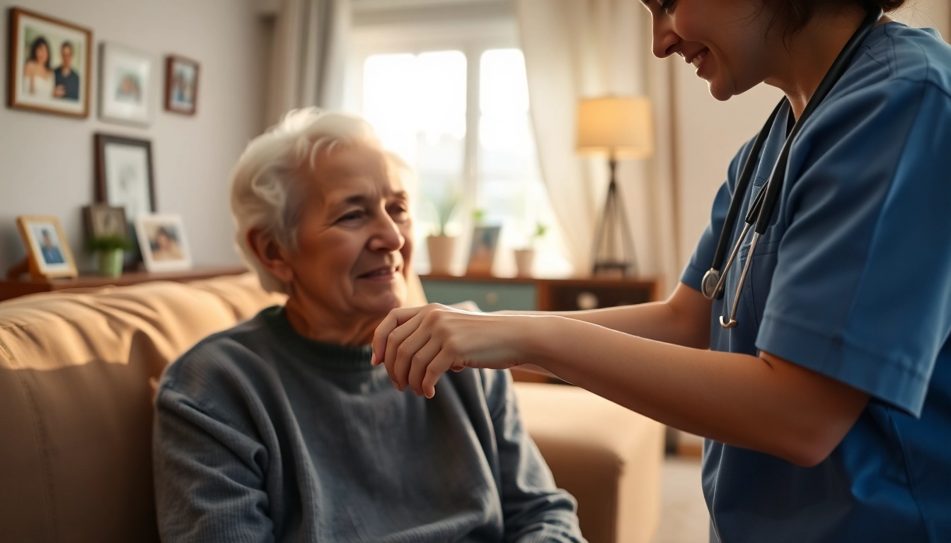 Caregiver providing elderly in home care near me, showcasing compassion and comfort.