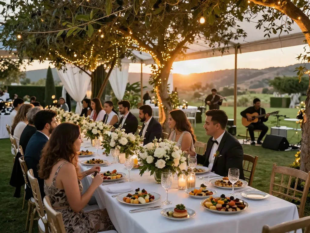Beautiful wedding reception scene showcasing event rental ksa with elegant decorations and ambiance.