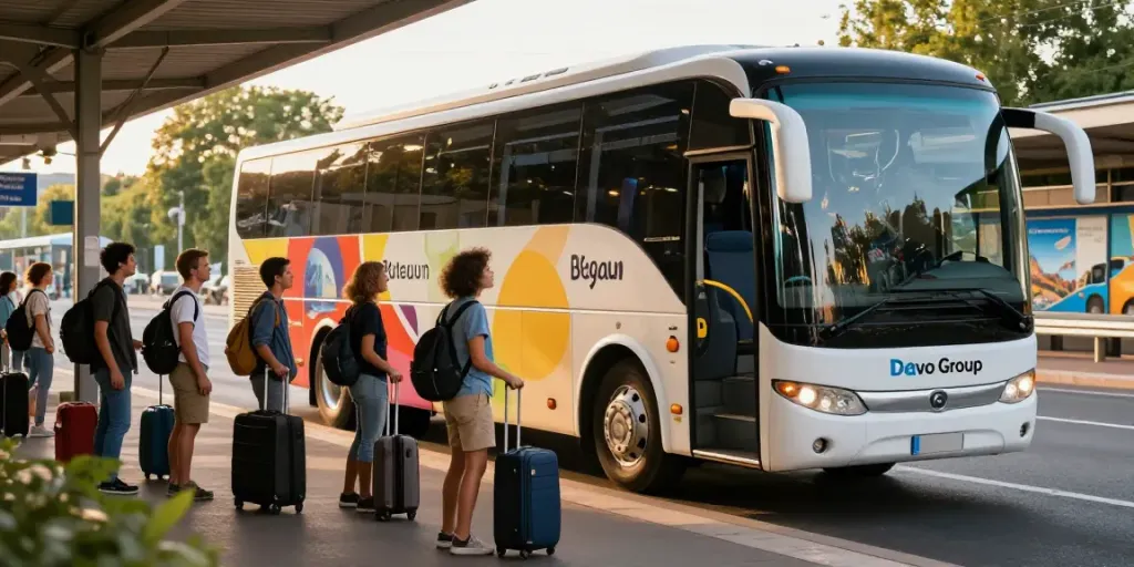 Transport Moldova Belgia cu Davo Group - pasageri așteptând la gară, atmosfera vibrantă.