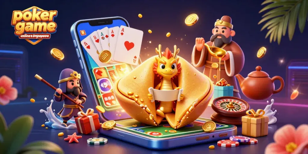 Engage in an exciting poker game online Singapore with dynamic, colorful elements and vibrant characters