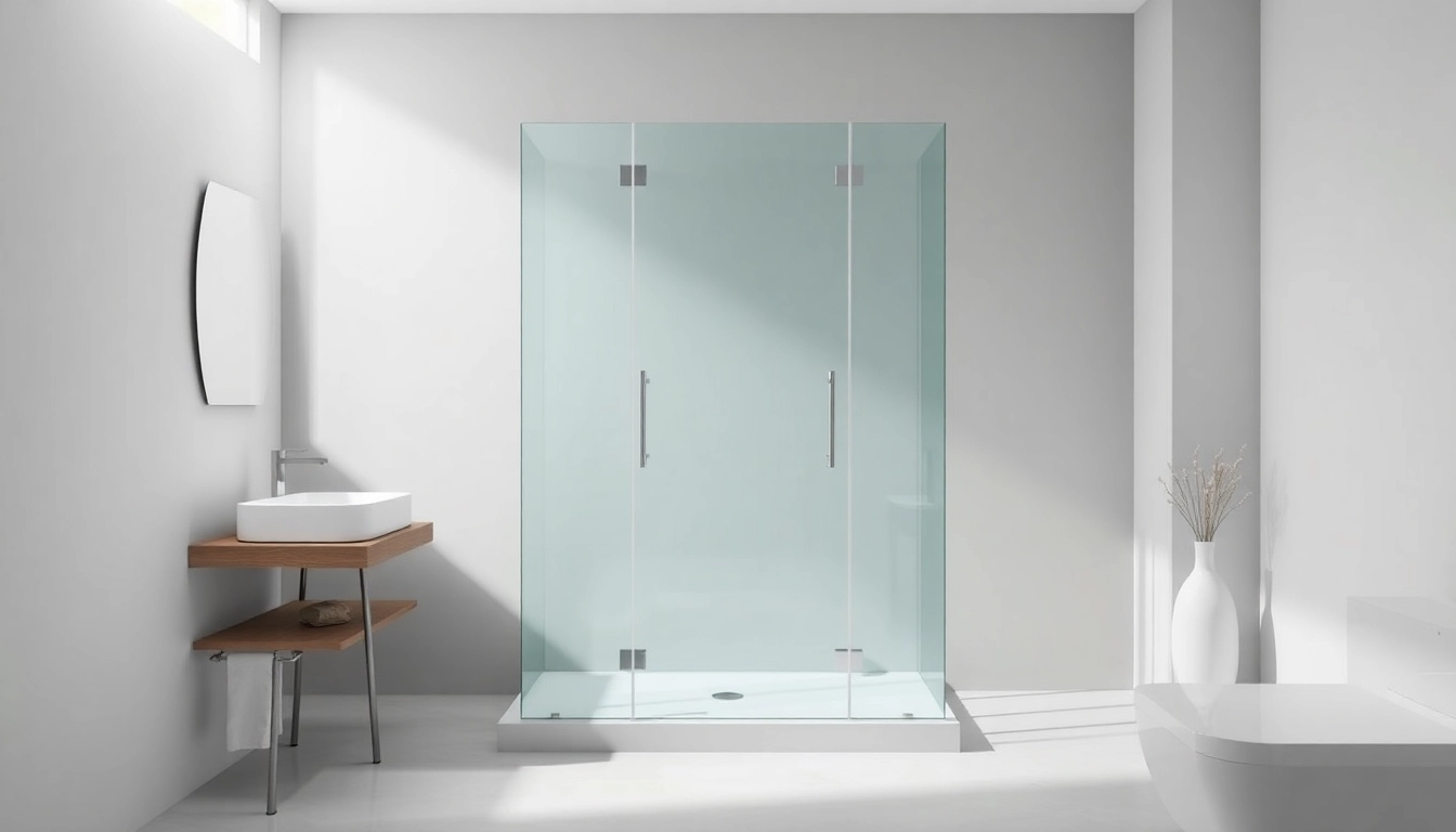 Installation d'une paroi de douche italienne en verre dans une salle de bain moderne.