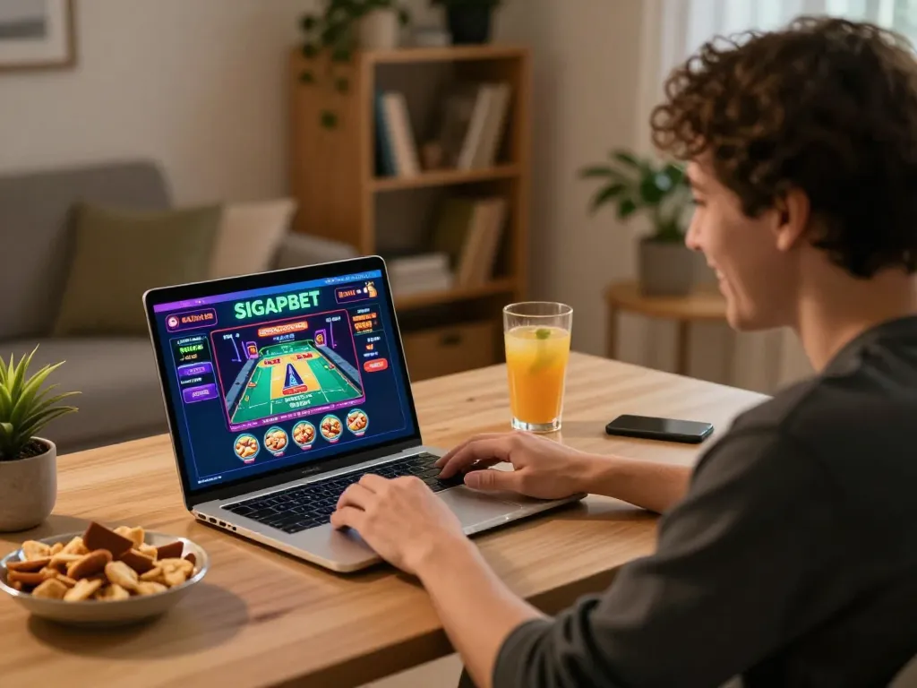 Engaging online betting session with SIGAPBET, showcasing a user strategizing on vibrant game interface.