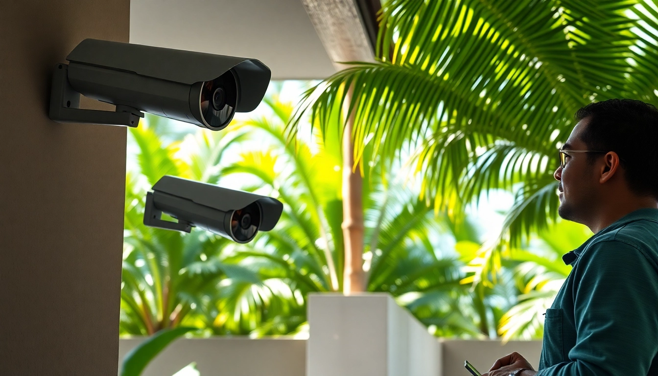 Cámaras de seguridad en Guanacaste exhibidas en un entorno de instalación profesional, con tecnología avanzada.