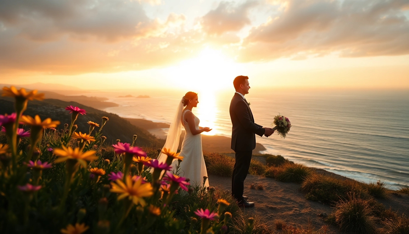 Couple expressing their love through Big Sur wedding photography as they exchange vows by the ocean.