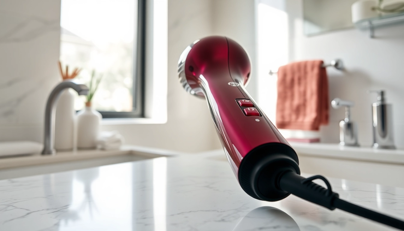 Showcase of an ionic hair dryer on a marble countertop, accentuating its sleek design and elegance.