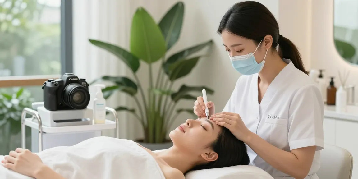 Augenringe abdecken mit CCeye® Behandlung in einem modernen Spa.