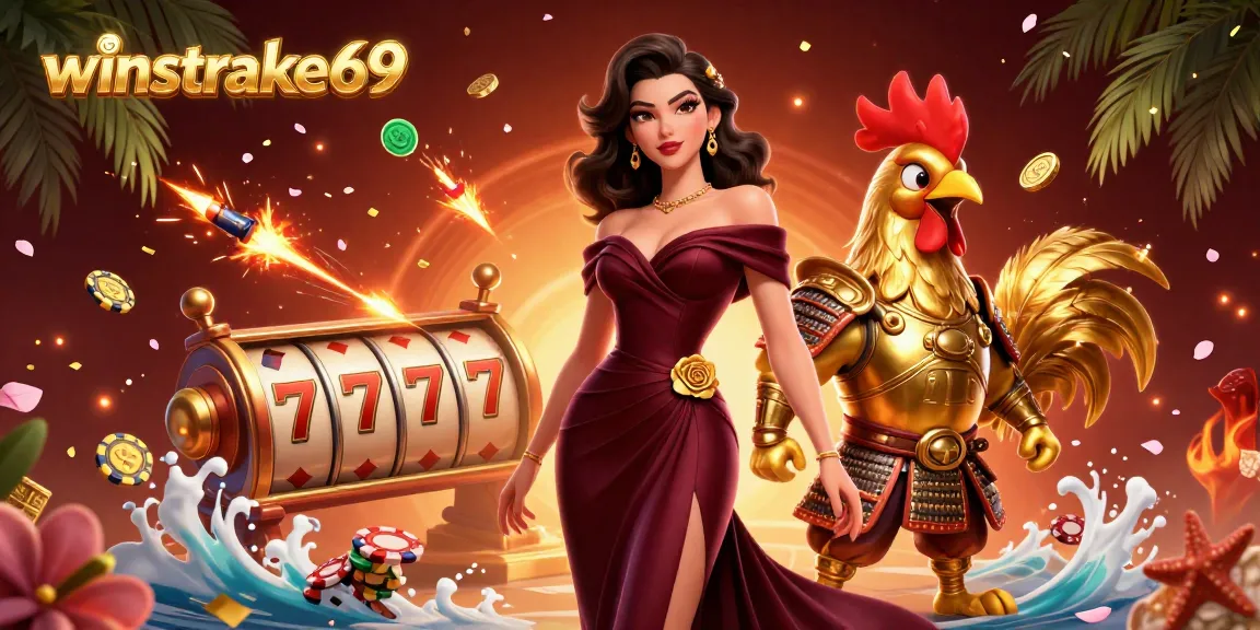 Engage with winstrike69 in a vibrant gaming scene featuring dynamic slot play and exciting casino elements.