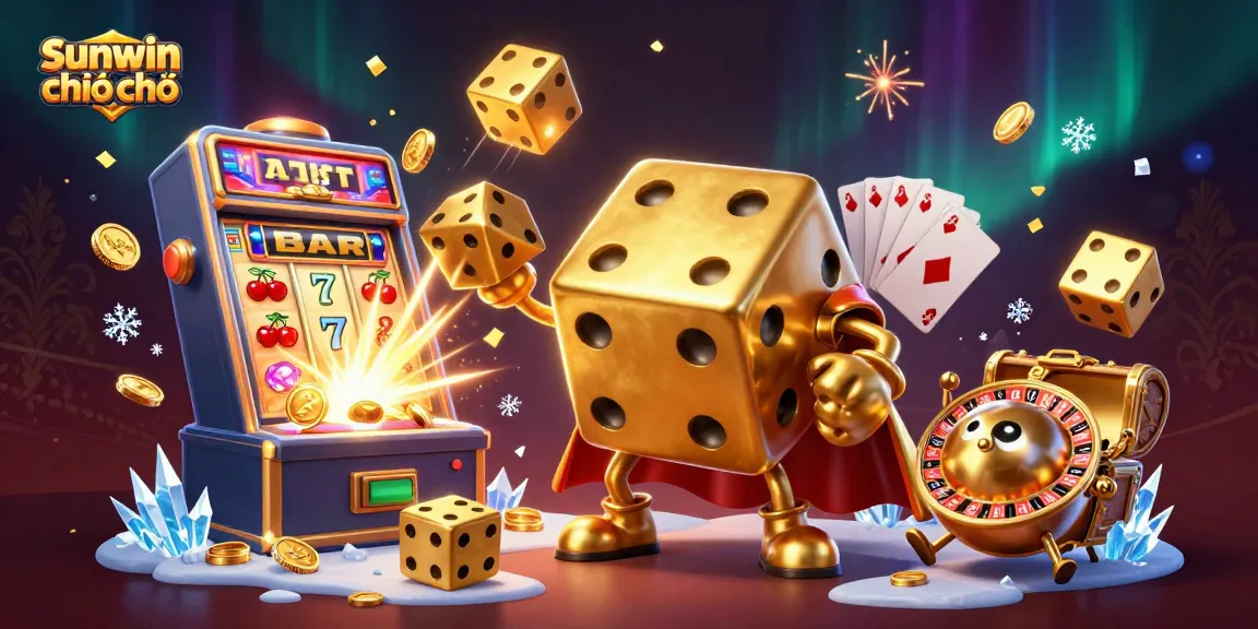 Experience excitement with sunwin chính chủ as the golden dice juggles in a vibrant casino scene.