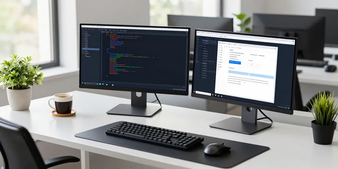 Programmer coding with Notepad++ in a modern workspace