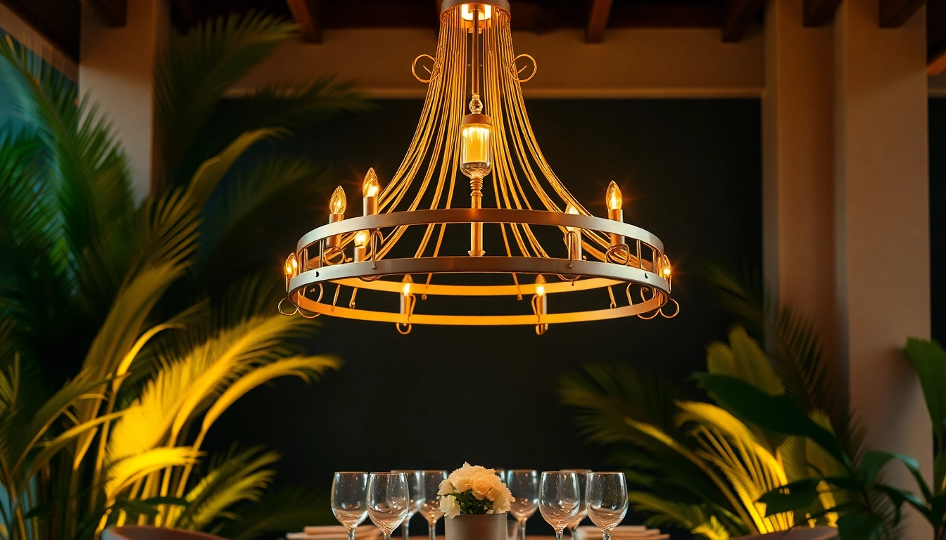 Enhance your space with an elegant island chandelier that offers a warm, inviting glow.