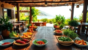 Experience Farm-to-table restaurants Cabo with fresh local ingredients neatly arranged on outdoor tables.