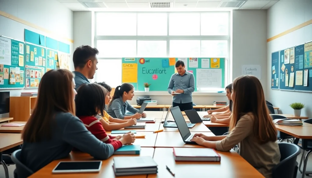 Engaged students in a diverse classroom, highlighting collaborative Education in a vibrant learning environment.