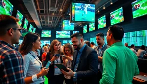 Engaging discussions at the best sports betting sites Brazil in a lively betting venue.