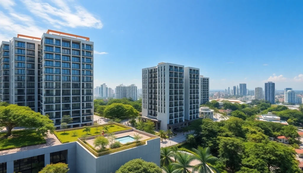 Showcase the Tampines EC with modern buildings and lush surroundings in a vibrant community.